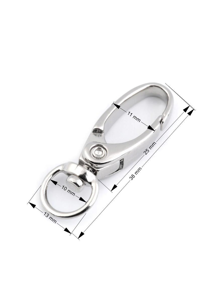 10 mm Schnappverschluss-Karabinerhaken ohne Hebel, Metall