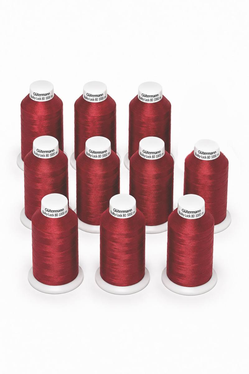 Aktion 10 Stk. Bulky-Lock 80, 1000 m Bauschgarn, Gütermann - 156 Rot
