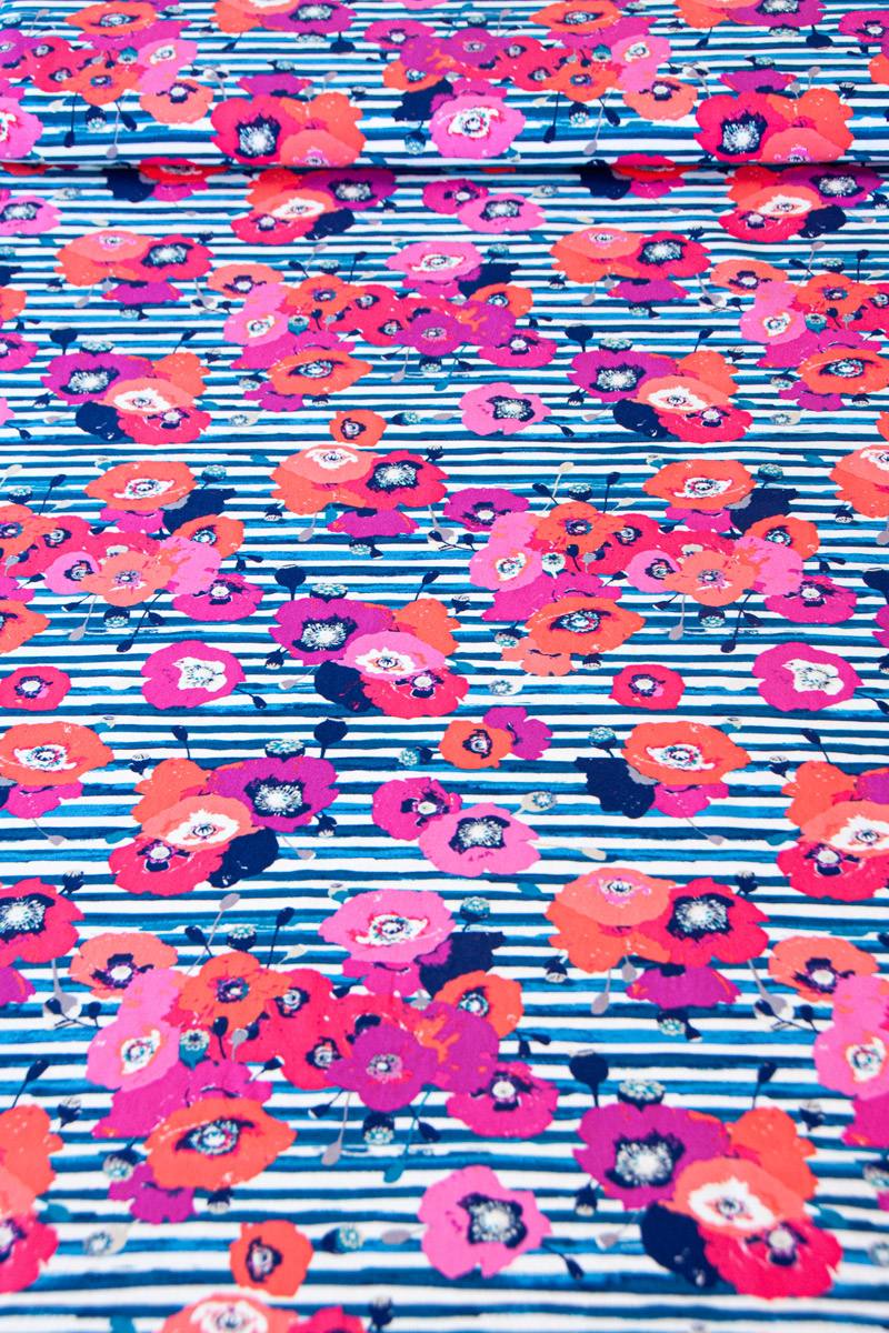 Jersey Baumwolle Poppy-Stripes - 200 g/m2