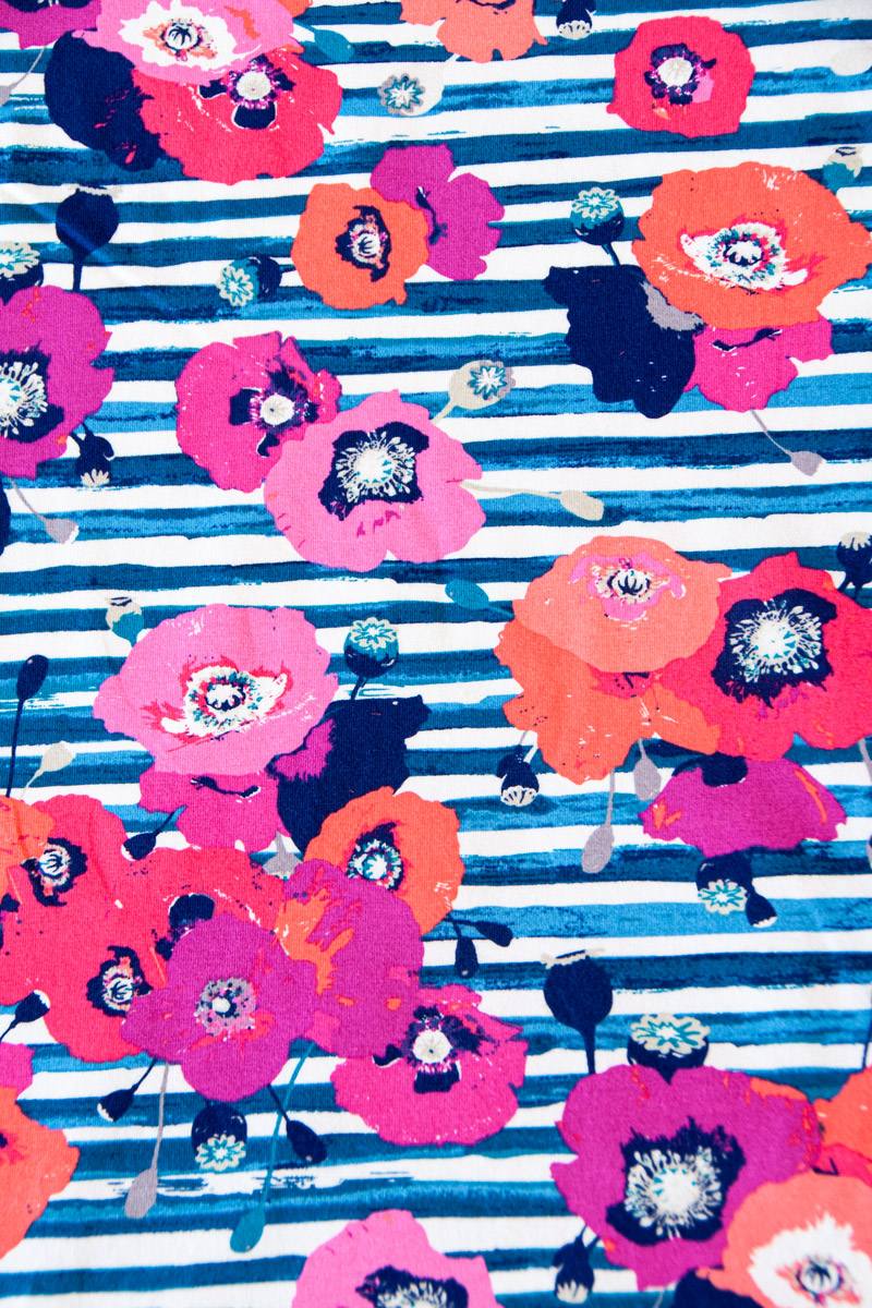 Jersey Baumwolle Poppy-Stripes - 200 g/m2