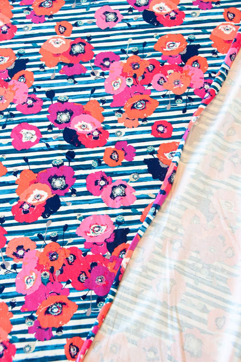 Jersey Baumwolle Poppy-Stripes - 200 g/m2