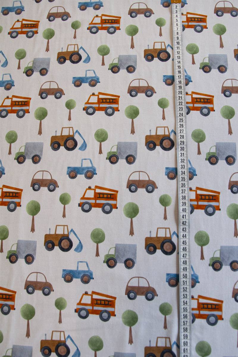 Jersey mit Kindermuster - 'Orange/Blau Autos'