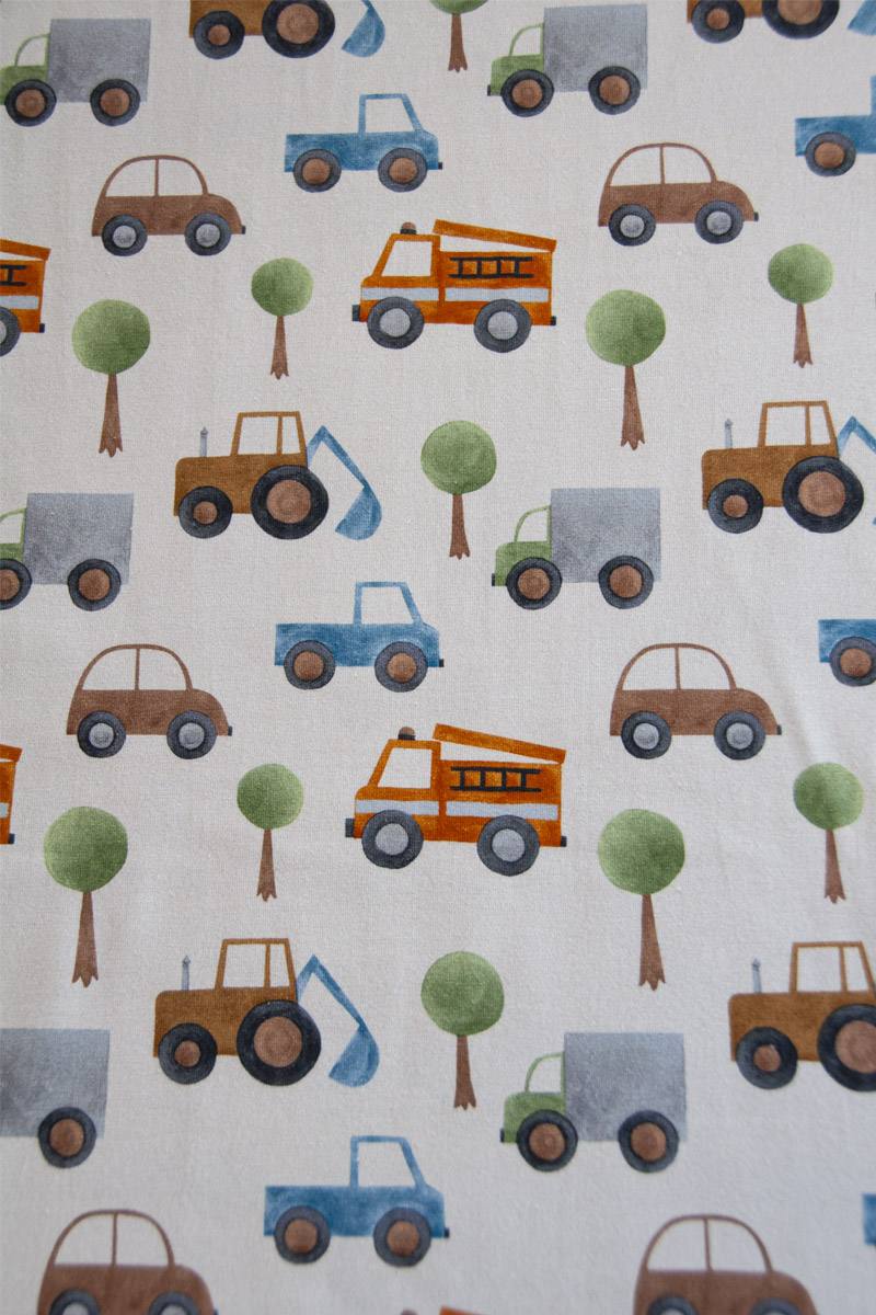 Jersey mit Kindermuster - 'Orange/Blau Autos'