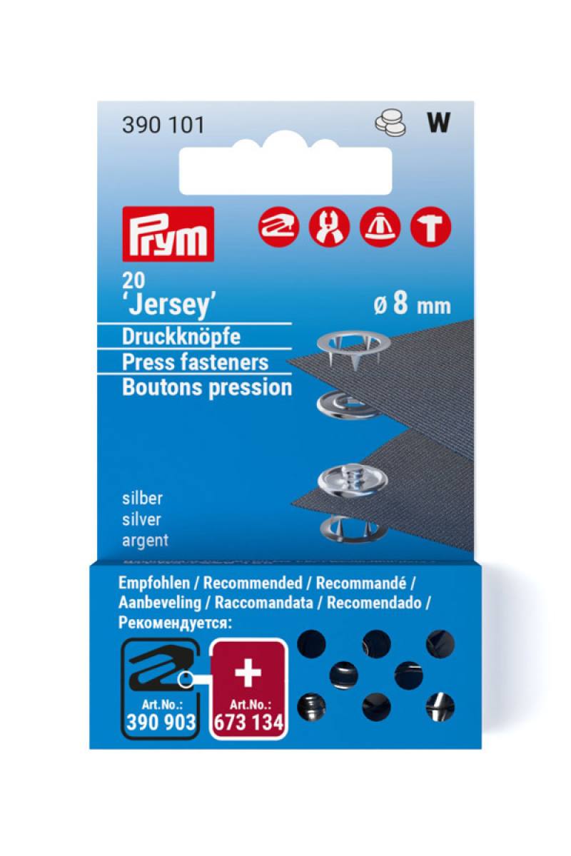 Prym 20 Druckknopf Jersey 8mm zum Nachfüllen, silberfarbig