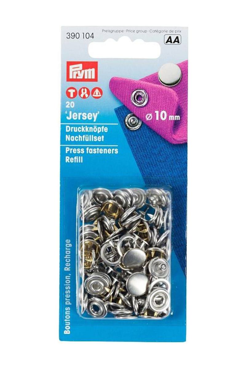 Prym Druckknopf Jersey Kappe Nachfüllset, silber 10 mm, Karte 20 Stk.