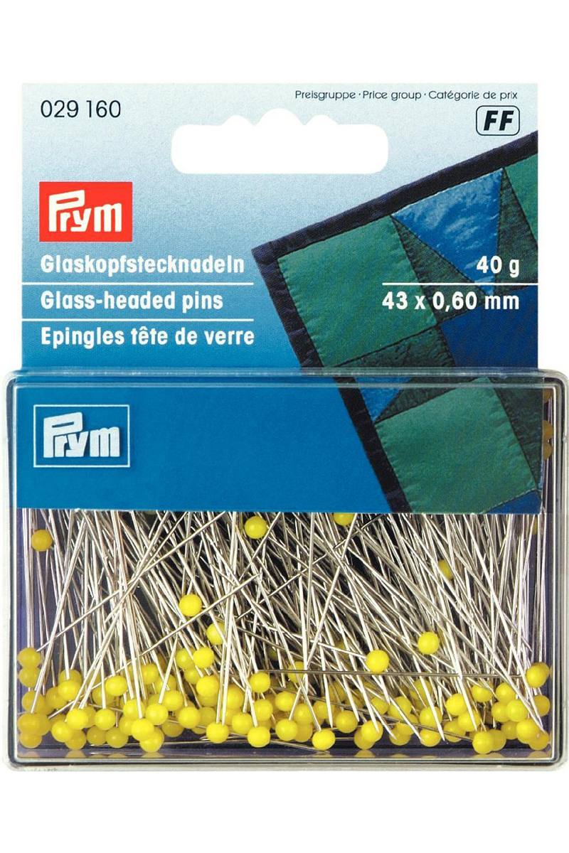 Prym Glaskopfstecknadeln, gelb, 0.60 x 43 mm, Stahl