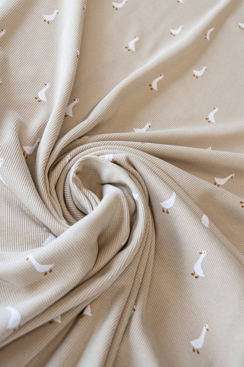 Ripp-Jersey 'Gänse' - 250 g/m2