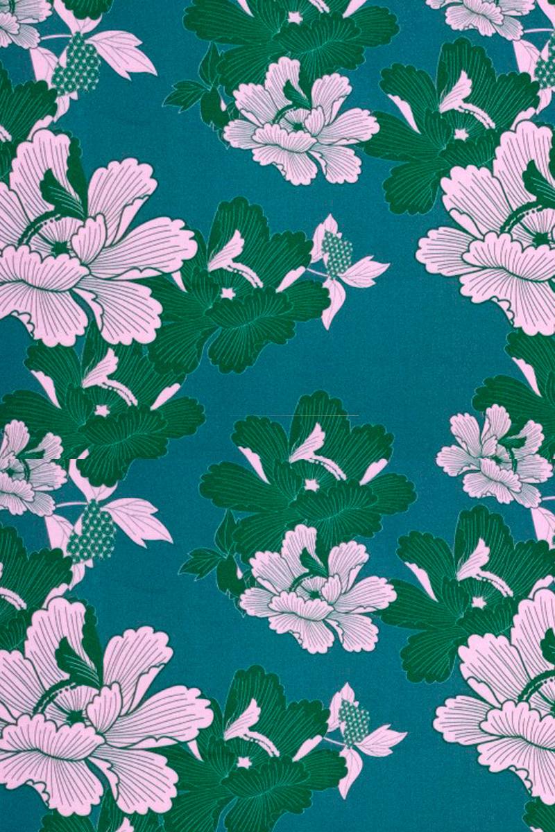 Satin Viskose, Japanese Flowers