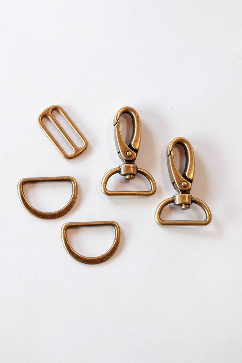 Schnallen-Set 25 mm – 5-teilig – Altmessing