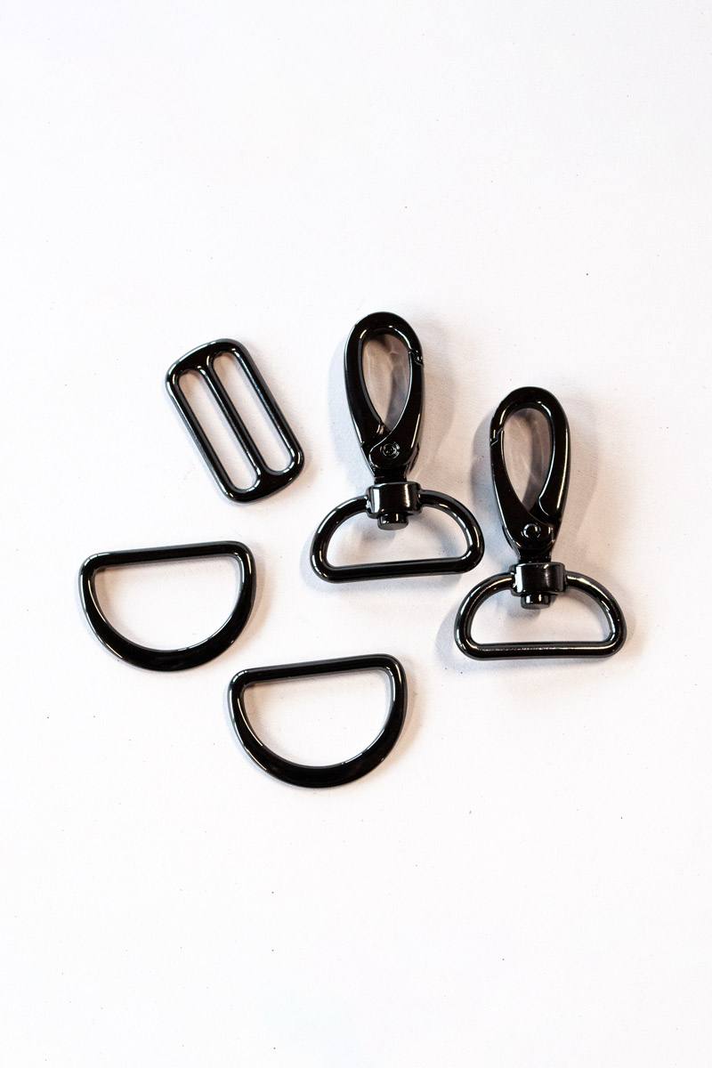 Schnallen-Set 25 mm – 5-teilig – Anthrazit glänzend