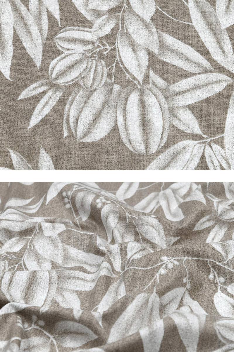 Taupe Leaves - 100% Baumwolle - Spezialangebot