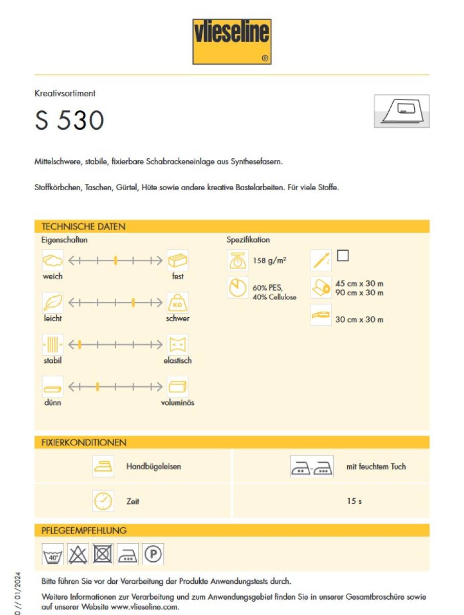 Vlieseline S 530, Meterware